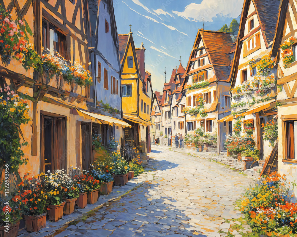 Fototapeta premium [ai art] small town in europe