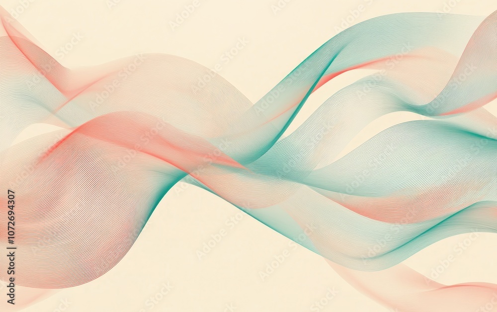 Abstract Background with Delicate Wavy Lines in Pastel Pink and Blue Tones. Abstract Background with Delicate Wavy Lines in Pastel Pink and Blue Tones.