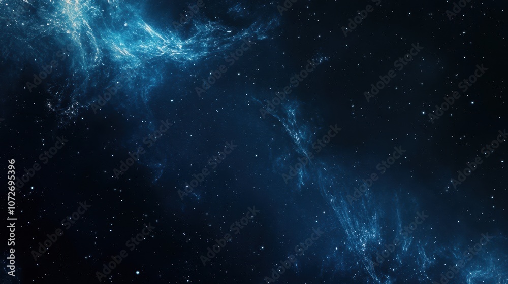 Naklejka premium Cosmic Nebula Background - Blue Space Dust and Stars - Digital Art.