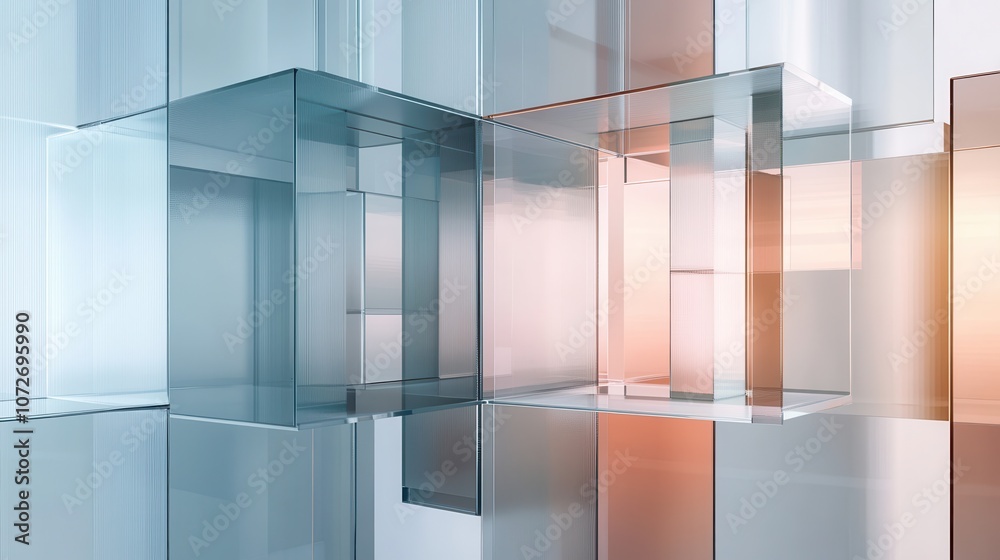 Abstract Glass Structure, Modern Architecture Design, Geometric Shapes, Light and Shadows, Minimalist, Contemporary, Background, Wallpaper. Abstract Glass Structure, Modern Architecture Design, Geometric Shapes, Light and Shadows, Minimalist, Contemporary, Background, Wallpaper.