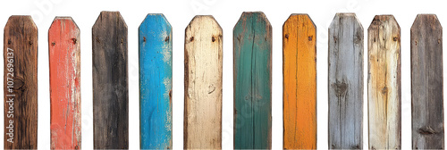 Collection of picket fence with wooden isolated on transparent background