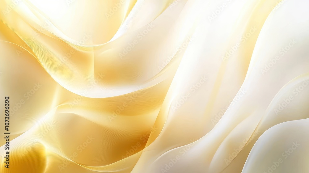 Obraz premium Abstract Golden and White Swirling Fabric Texture Background - Luxury Minimalist Design