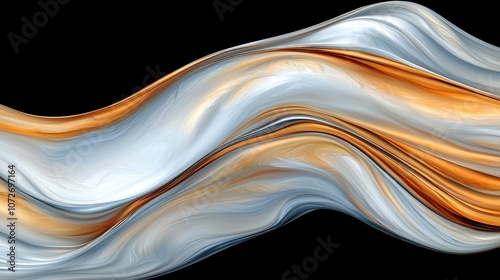 Abstract Swirling Liquid Marble Texture Silver Gold Flowing Waves Background Design