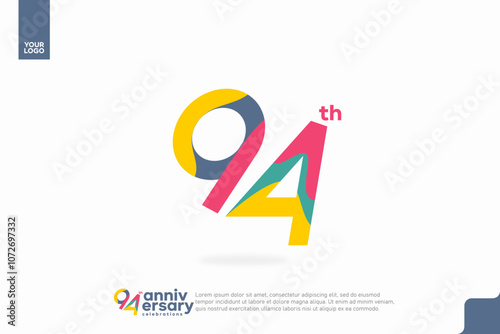 Number 94 logo icon design, 94th birthday logo number, anniversary 94