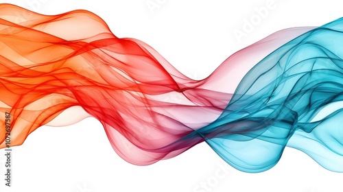 Abstract Flowing Waves  Red and Blue Color Gradient  Modern Design  Digital Art