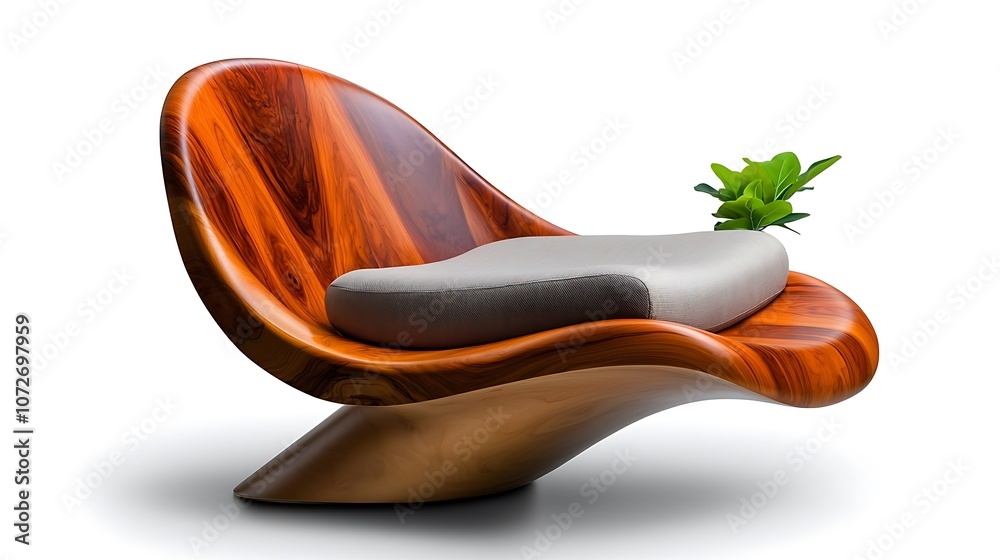 Obraz premium This curved luxury wooden high rise chair features a smooth, polished finish that showcases the natural beauty of the wood
