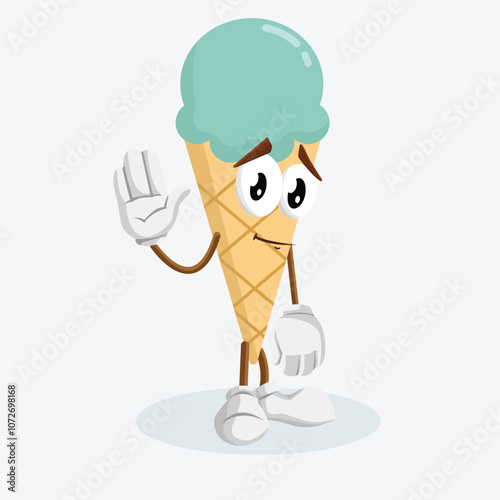 Ice Cream Cone mascot goodbye pose