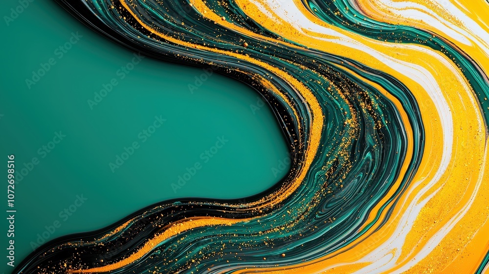 Abstract Green Gold and White Swirling Marble Texture Background Abstract Green Gold and White Swirling Marble Texture Background