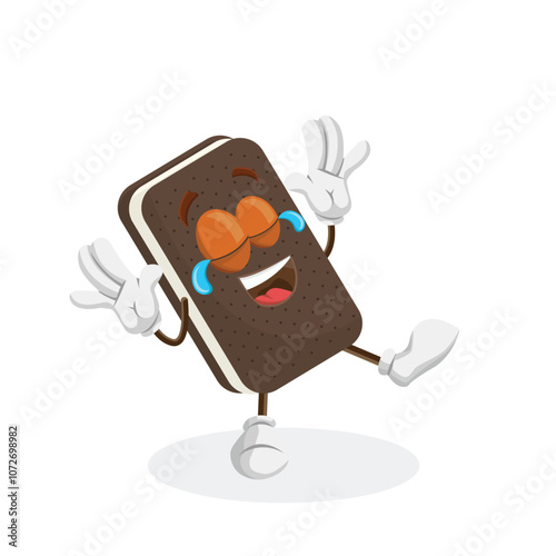 Ice Cream Sandwich Logo mascot happy pose