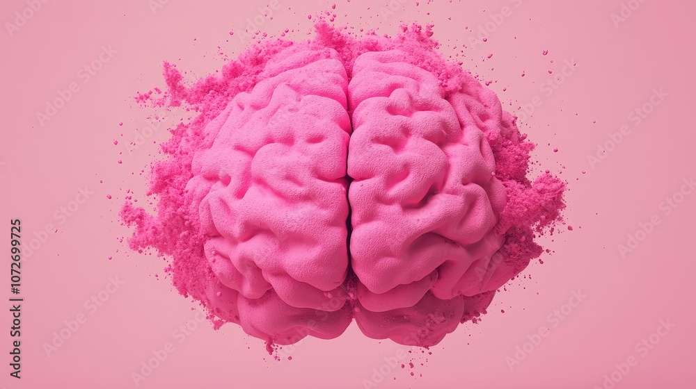 Pink Brain Explosion Abstract 3D Render of Human Mind Pink Brain Explosion Abstract 3D Render of Human Mind