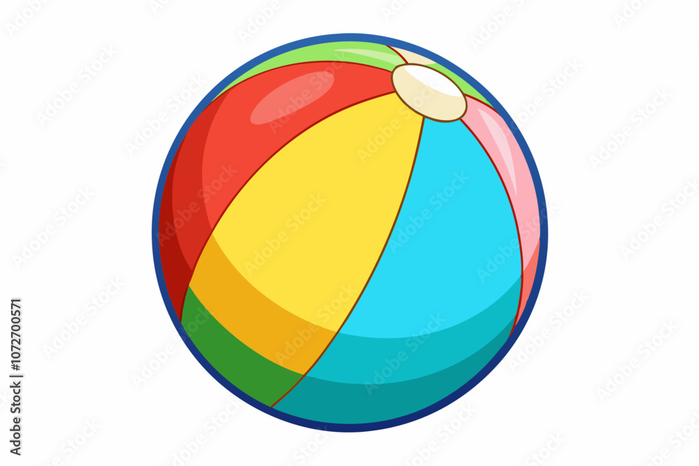 Bright beach ball, isolated on white background, vector illustration Bright beach ball, isolated on white background, vector illustration