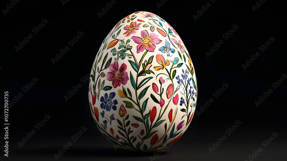 Abstract Easter egg with floral garland design. Abstract Easter egg with floral garland design.