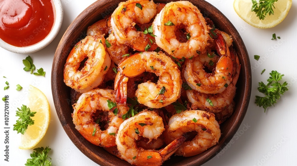 Delicious Fried Shrimps in a Bowl Delicious Fried Shrimps in a Bowl