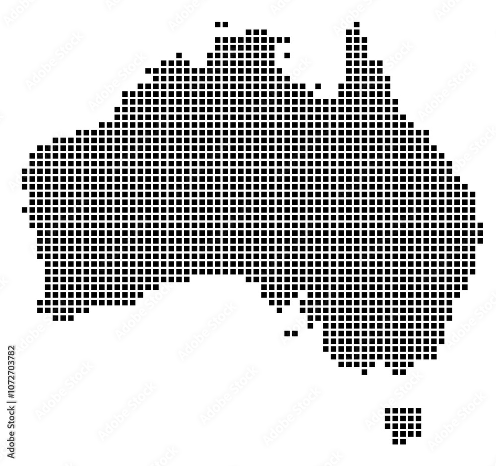 Fototapeta premium Pixelated Map of Australia