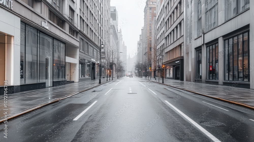 Fototapeta premium Empty city street with modern buildings.