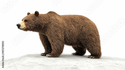 Wallpaper Mural Grizzly Bear Standing on Snow  Wild Animal  Nature  Wildlife  3D Render Torontodigital.ca