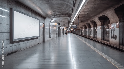 Empty subway station with modern architecture. photo