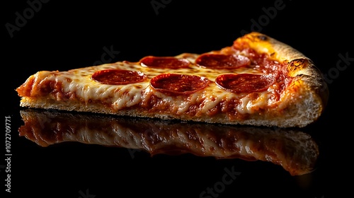 Savor delicious pepperoni pizza slice with perfect cheese