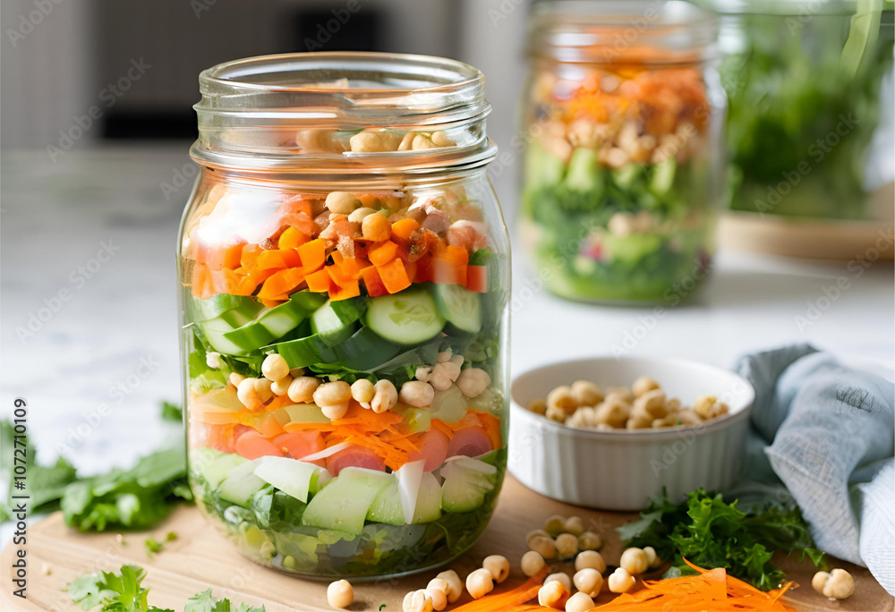 Fresh Salad in a Mason Jar for On-the-Go
Fresh Salad in a Mason Jar for On-the-Go