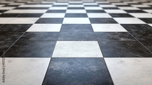 Black and White Checkerboard Floor Tiles