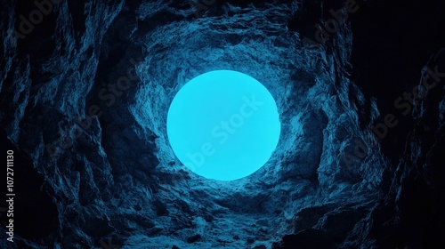 Abstract 3D Cave Entrance with Blue Light Concept Art