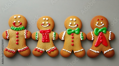 Cozy Christmas Gingerbread Men Cookies with Smiling Faces and Icing Details