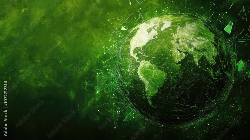 Green Earth with Connections and Digital Elements Green Earth with Connections and Digital Elements
