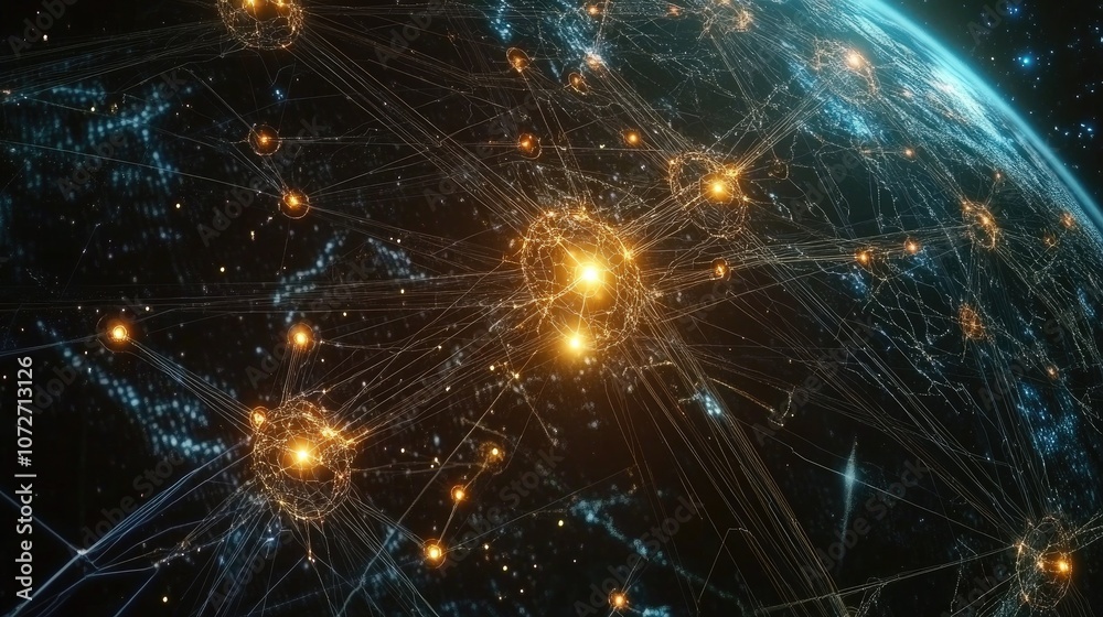 Fototapeta premium Bright Connections in a Cosmic Network