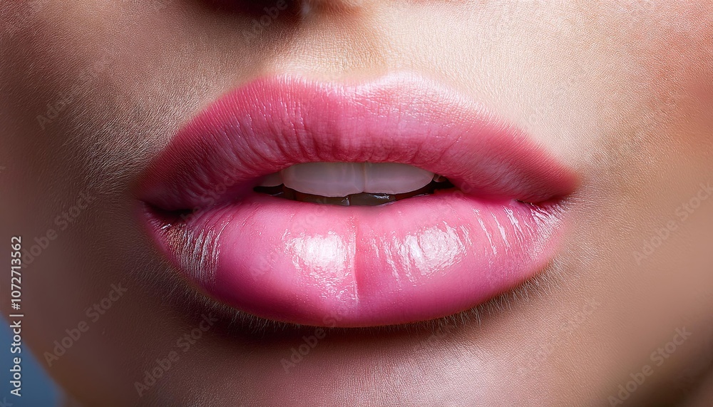 Luscious Pink Lips with Glossy Finish for Beauty Marketing Luscious Pink Lips with Glossy Finish for Beauty Marketing