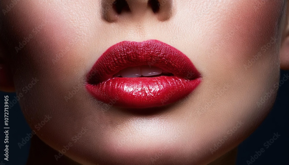 Naklejka premium Luxurious Close-Up of Perfectly Defined Red Lips