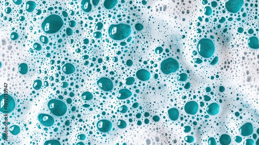 Abstract Turquoise Bubbles in White Foam Macro Photography Abstract Turquoise Bubbles in White Foam Macro Photography