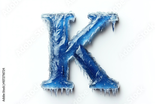 Wallpaper Mural Ice letter 'K' decorated with icing, detailed edges and smooth texture, against a winter backdrop. Torontodigital.ca