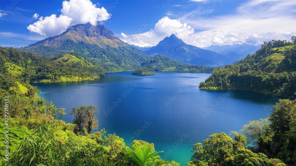 Serene Mountain Landscape with Clear Blue Lake Serene Mountain Landscape with Clear Blue Lake
