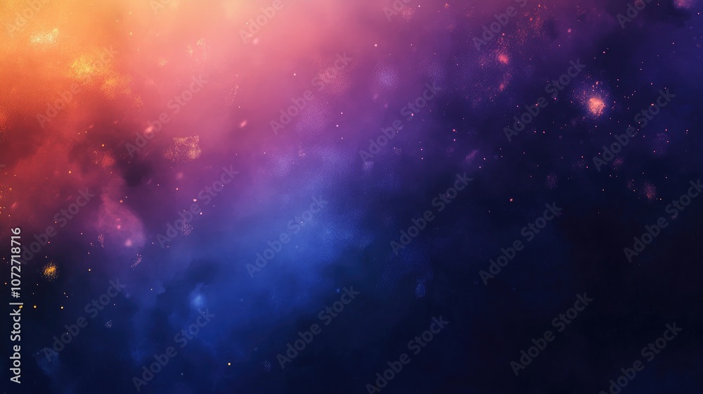 Naklejka premium Vibrant Cosmic Background with Stars and Clouds