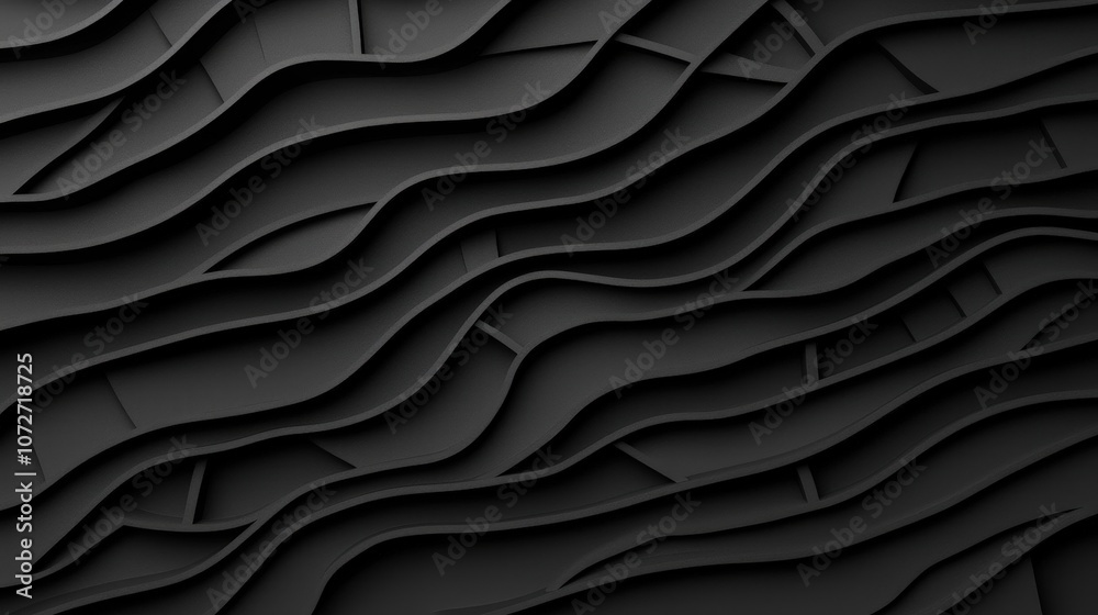 Fototapeta premium Abstract Black Wave Pattern 3D Geometric Background
