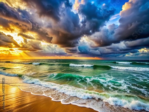 Dramatic Overcast Seascape with Endless Ocean Waves Meeting the Cloudy Horizon in a Moody Landscape Photograph photo