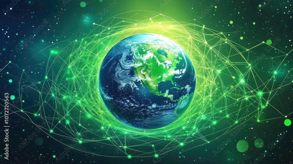 Green Global Network Illustration Concept Green Global Network Illustration Concept