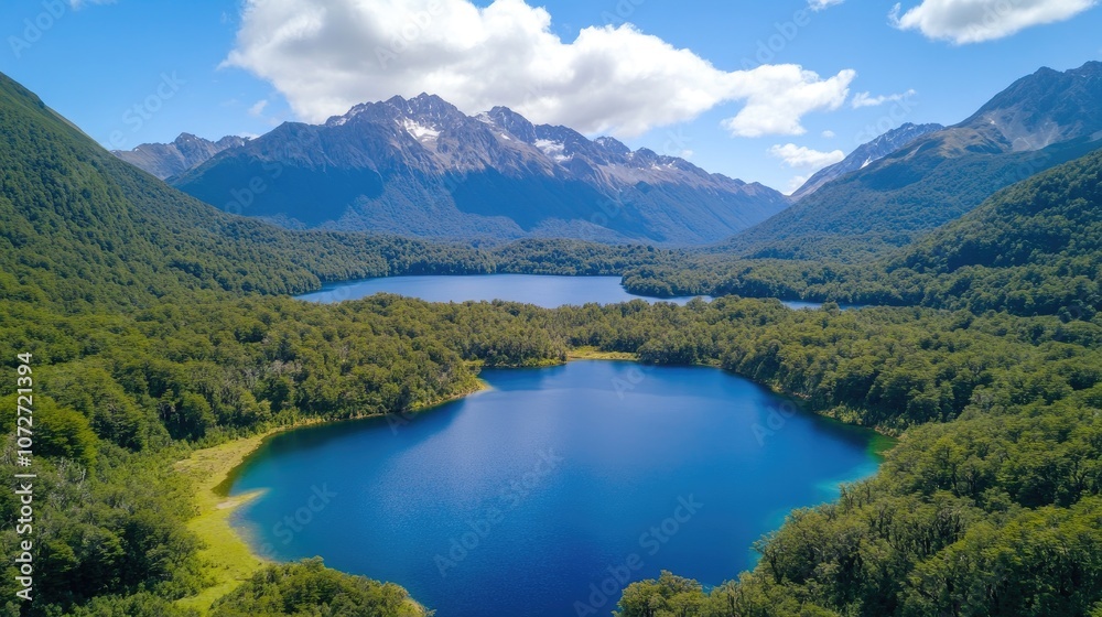 Scenic Aerial View of Serene Lakes and Mountains Scenic Aerial View of Serene Lakes and Mountains