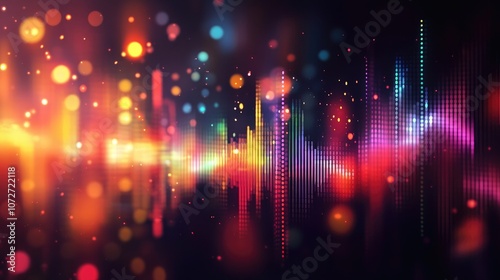 Vibrant Sound Waves and Colorful Lights Background