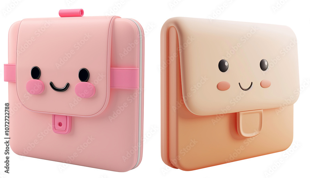 Two Cute Cartoon Folder Case With Happy Faces Two Cute Cartoon Folder Case With Happy Faces