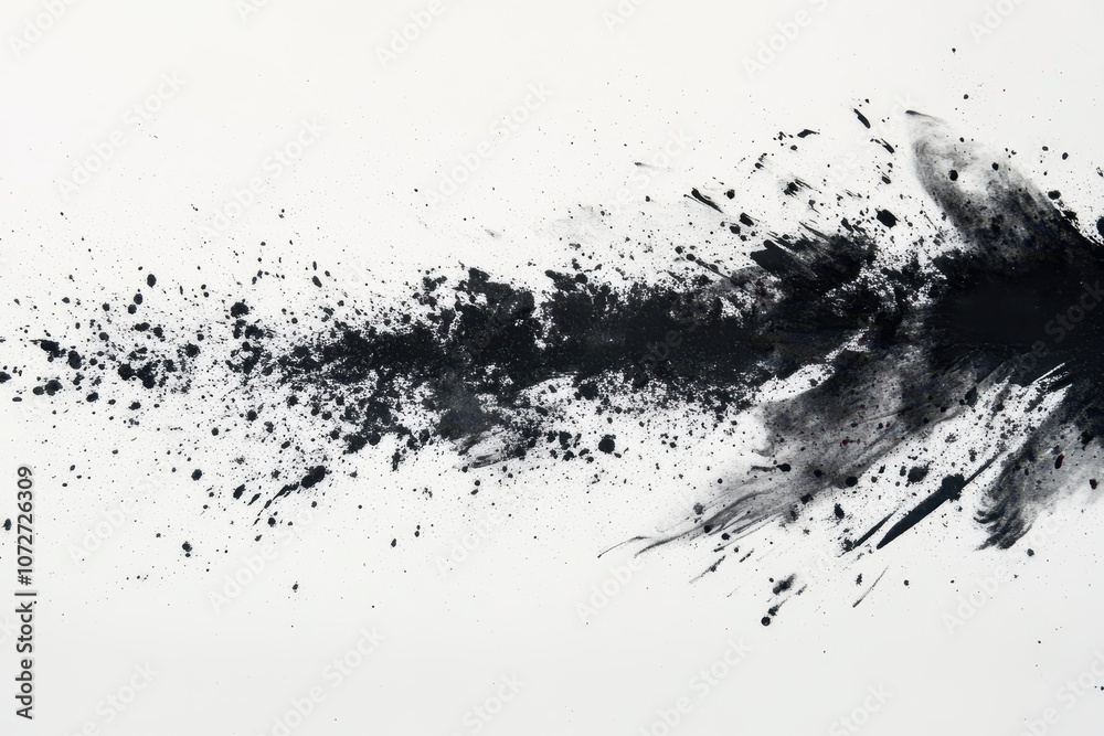 Abstract Black Ink Splashes on White Background, Artistic Texture, Grunge Design Element Abstract Black Ink Splashes on White Background, Artistic Texture, Grunge Design Element