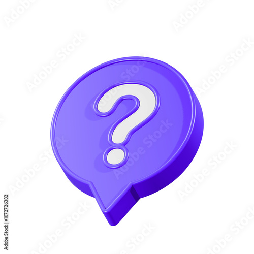 3d Message box with question mark icon. speech bubbles with a question mark. FAQ, support, help concept. 3d rendering