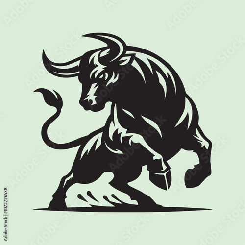 Angry bull fighting game silhouette vector icon black and white