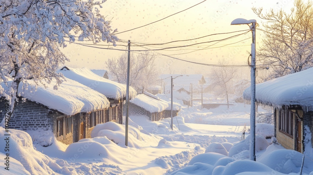 Northern Snowscape: A Warm Winter Poster Northern Snowscape: A Warm Winter Poster