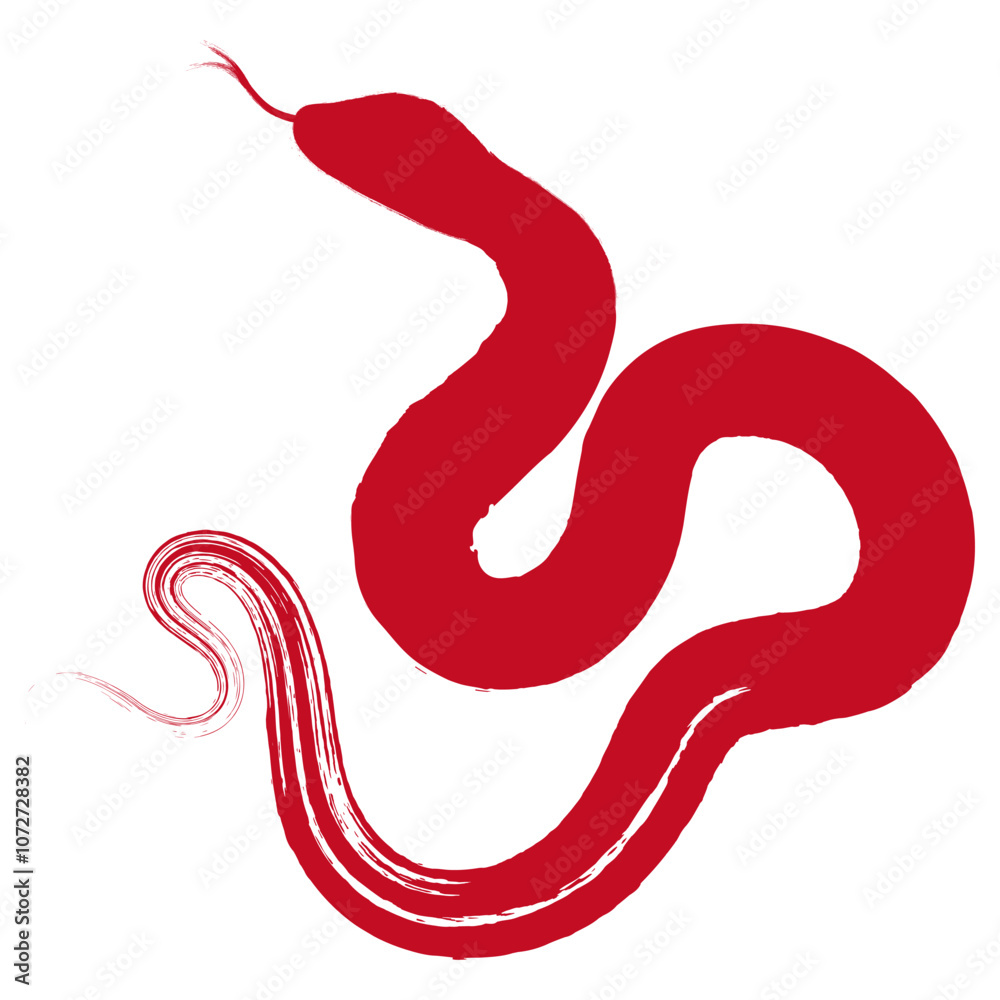 Fototapeta premium Red snake pattern in brush style