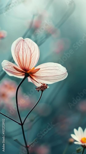 Delicate white flower with soft background, serene nature concept