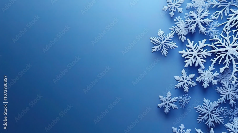 A blue background with white snowflakes cascading down the right side, leaving plenty of room for text. A blue background with white snowflakes cascading down the right side, leaving plenty of room for text.