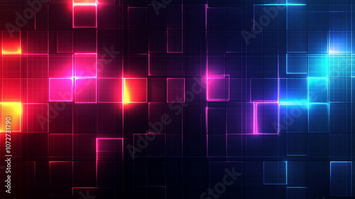 Digital Grid - A glowing grid pattern in neon colors, creating a tech-inspired, retro-futuristic look