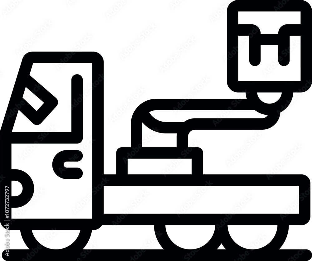 Cargo transportation vehicle lifting goods using a manipulator crane, logistics and delivery service Cargo transportation vehicle lifting goods using a manipulator crane, logistics and delivery service