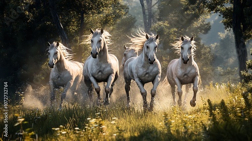  7 running horses: photo